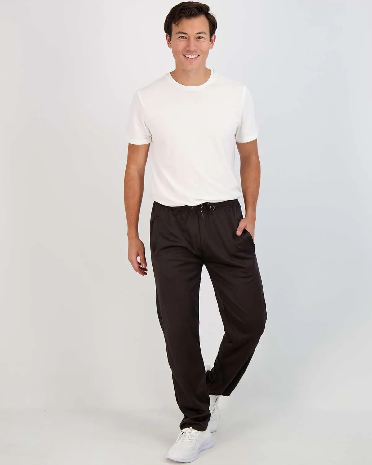 Real Essentials 3 Pack: Men's Mesh Athletic Gym Workout Lounge Open Bottom Sweatpants with Pockets (Available in Big & Tall)