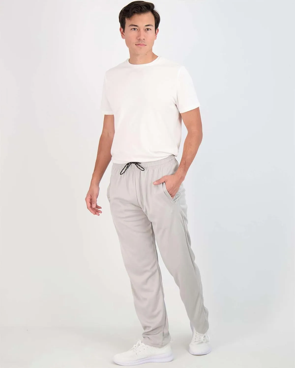 Real Essentials 3 Pack: Men's Mesh Athletic Gym Workout Lounge Open Bottom Sweatpants with Pockets (Available in Big & Tall)