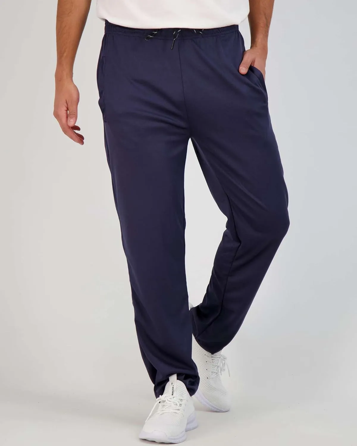Real Essentials 3 Pack: Men's Mesh Athletic Gym Workout Lounge Open Bottom Sweatpants with Pockets (Available in Big & Tall)