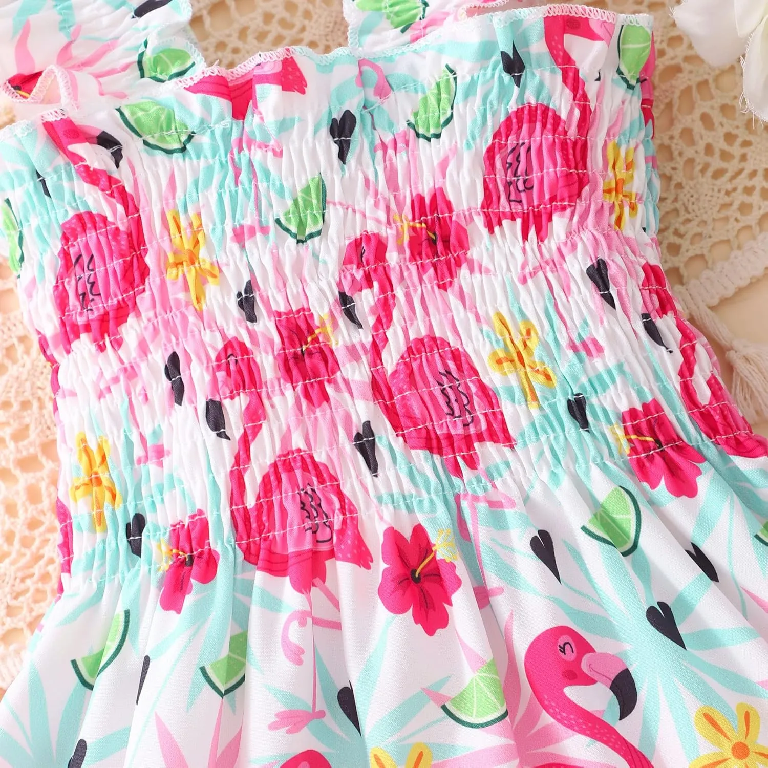 RETSUGO Little Girls Dresses Flutter Sleeve Casual Birthday Party Dress Toddler Kids Swing Twirly Summer Sundress 1-8 Years