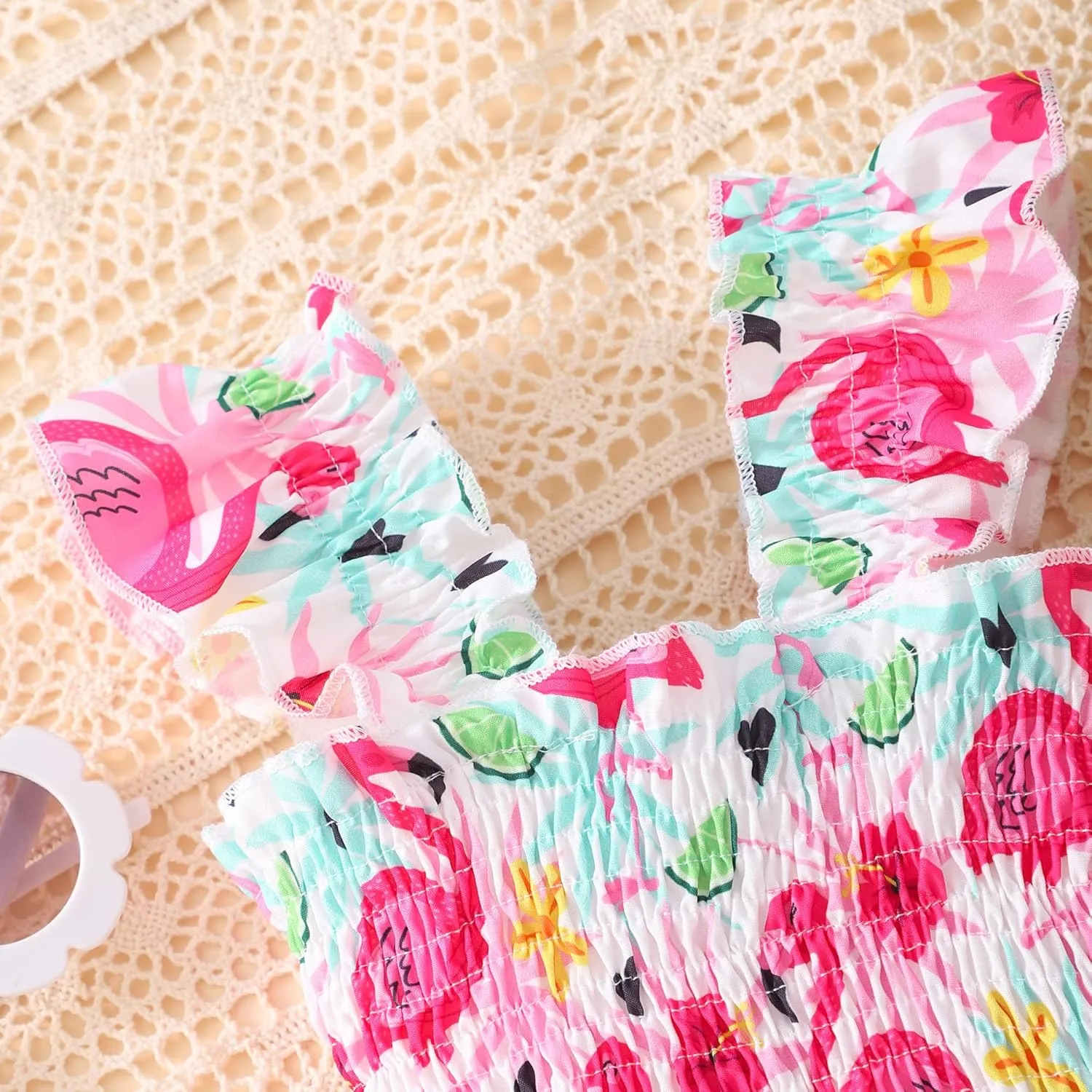 RETSUGO Little Girls Dresses Flutter Sleeve Casual Birthday Party Dress Toddler Kids Swing Twirly Summer Sundress 1-8 Years