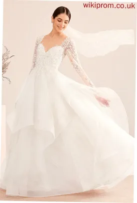 Sequins V-neck Floor-Length Lyric Dress Wedding Dresses Ball-Gown/Princess Wedding Beading With
