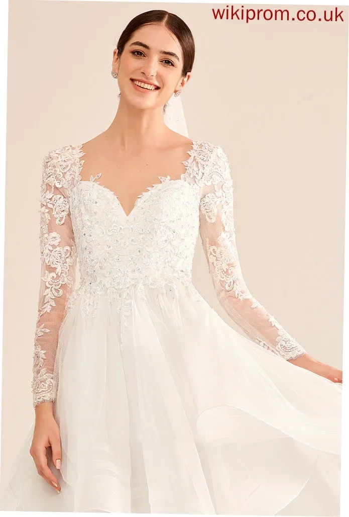 Sequins V-neck Floor-Length Lyric Dress Wedding Dresses Ball-Gown/Princess Wedding Beading With