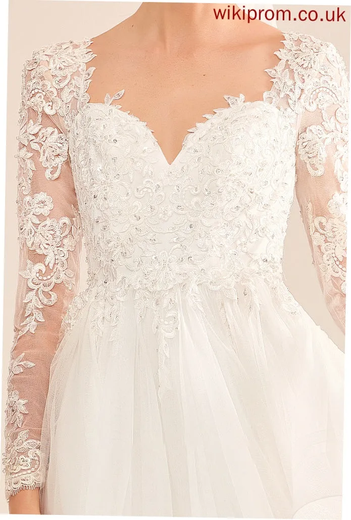 Sequins V-neck Floor-Length Lyric Dress Wedding Dresses Ball-Gown/Princess Wedding Beading With