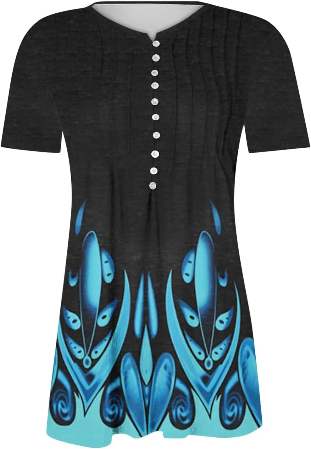 SMIDOW Plus Size Tunic Tops for Women Trendy 2024 Boho Floral Shirts Short Sleeve Notch v Neck t-Shirt Graphic Tees Blouse