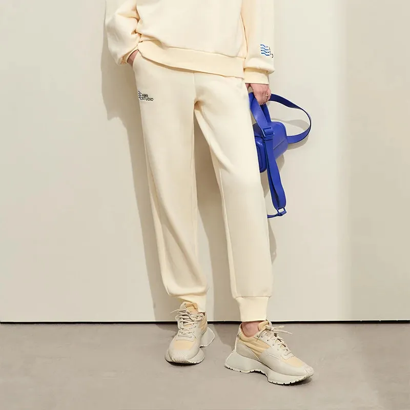 Sporty Color Collision Embroidery Sweater Casual Pants Female Padded Separately