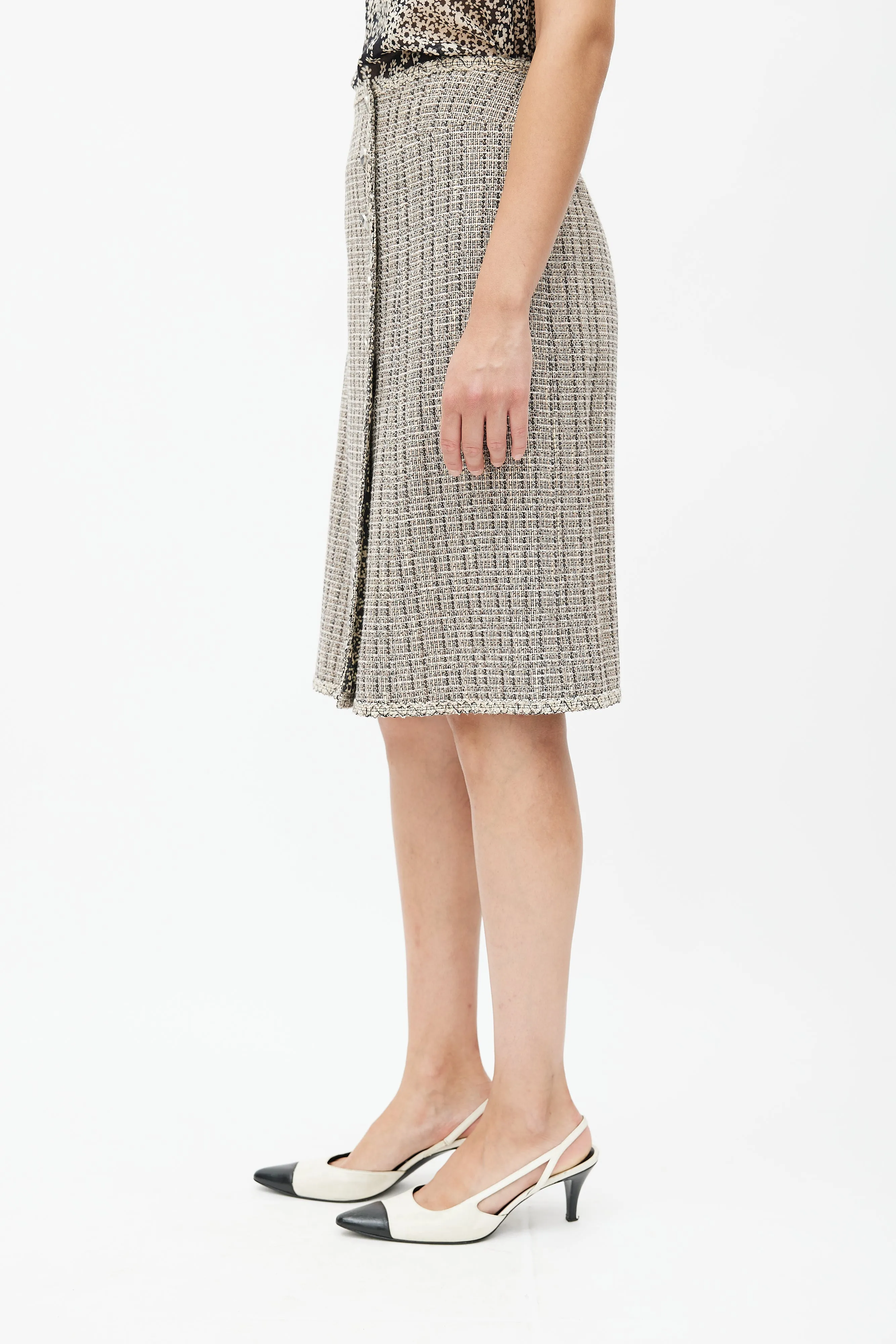 Spring 2003 Black & Cream Tweed Skirt Suit