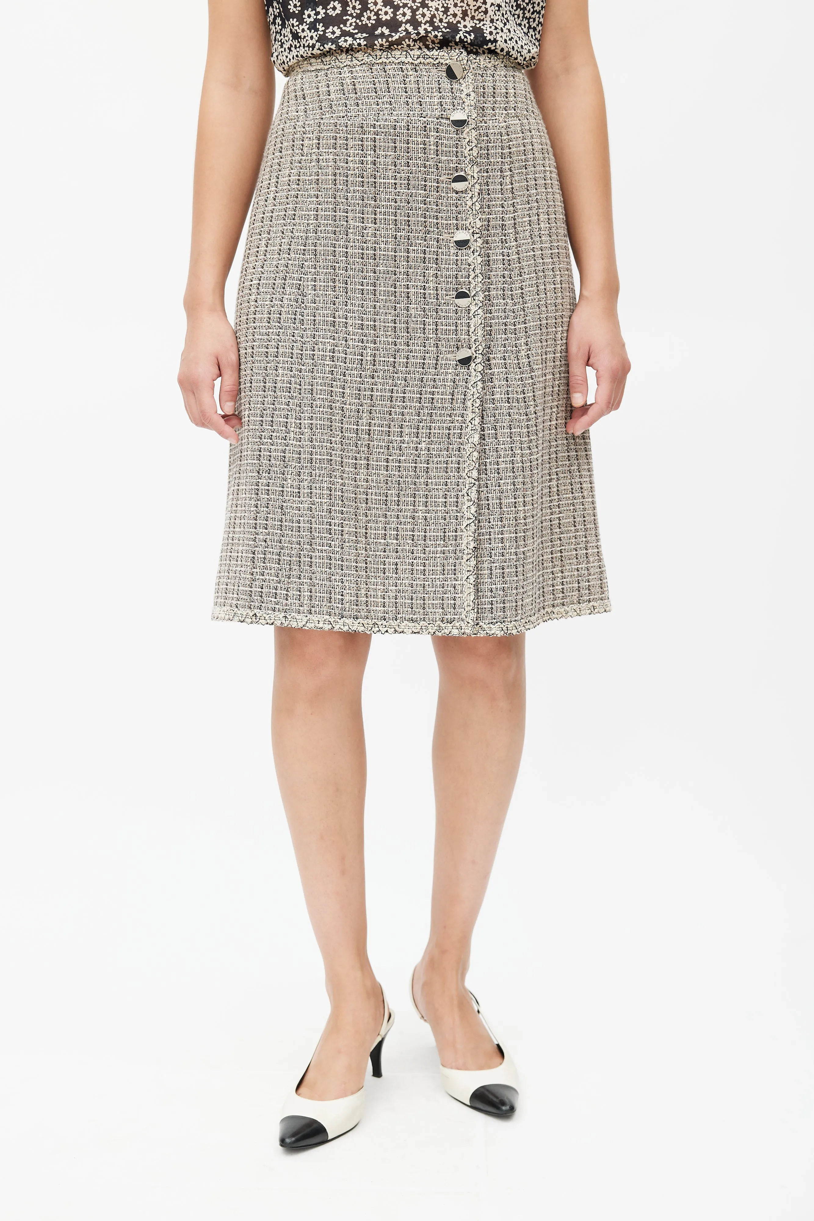 Spring 2003 Black & Cream Tweed Skirt Suit