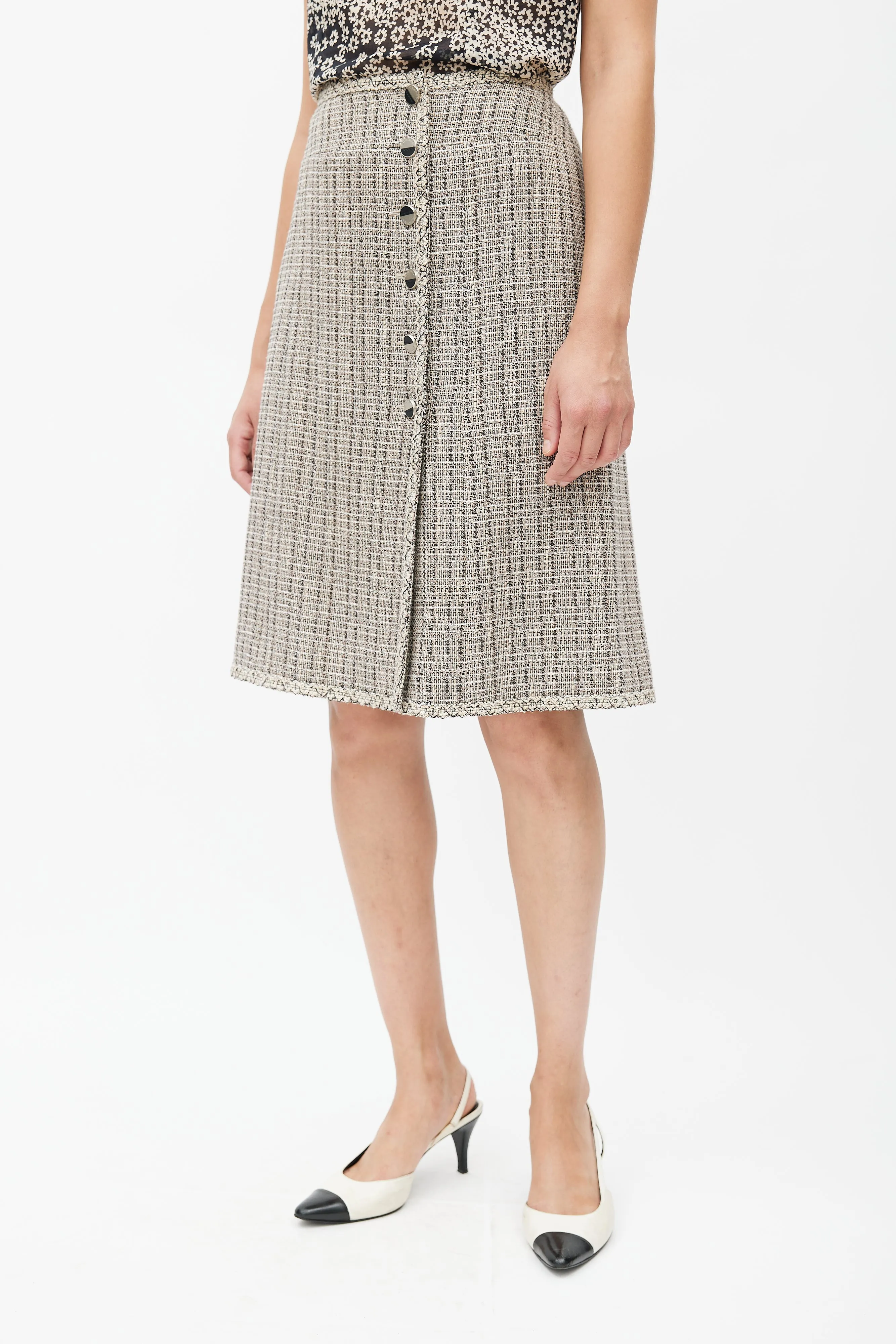 Spring 2003 Black & Cream Tweed Skirt Suit
