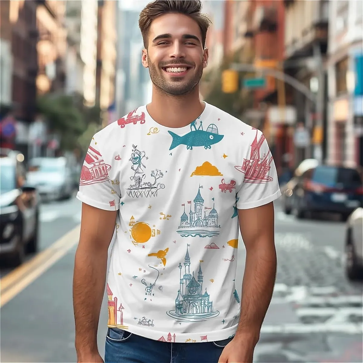 T-Shirts for Men Boys Unisex 3D Printed Shirts Short Sleeve Graphic Tees Shirt