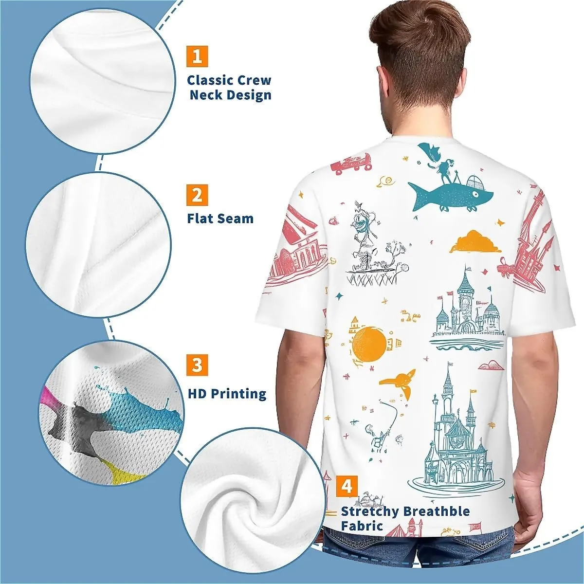 T-Shirts for Men Boys Unisex 3D Printed Shirts Short Sleeve Graphic Tees Shirt
