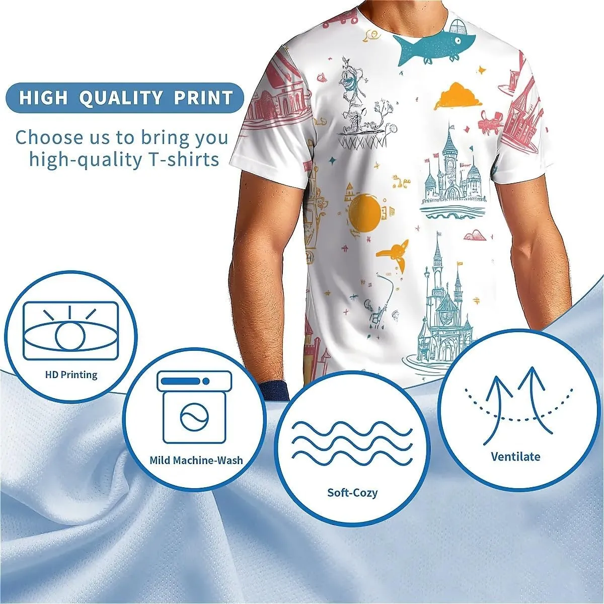T-Shirts for Men Boys Unisex 3D Printed Shirts Short Sleeve Graphic Tees Shirt