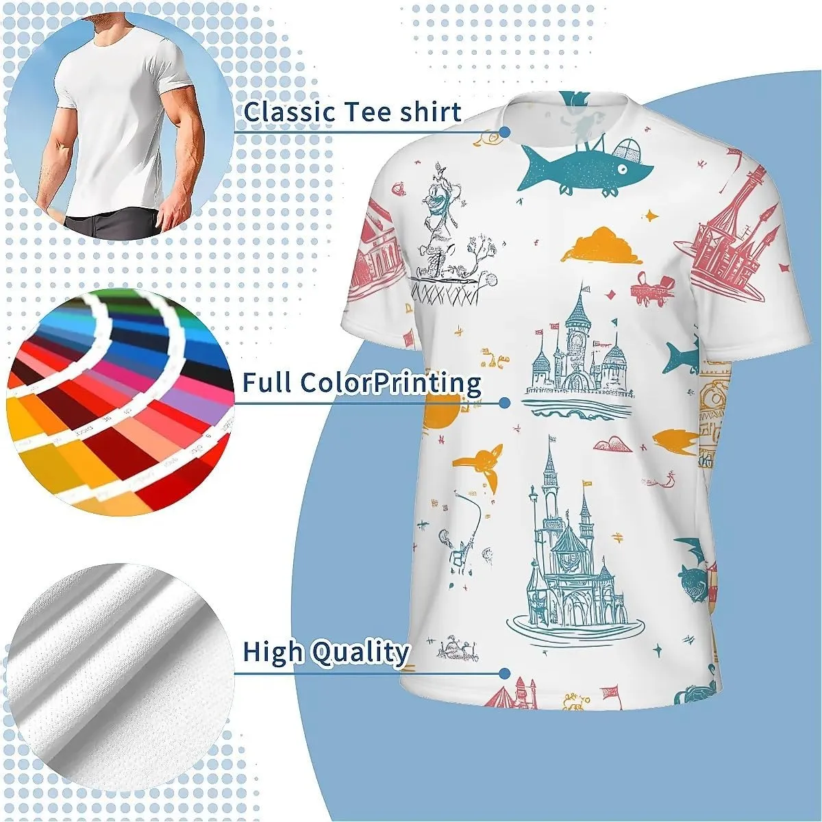 T-Shirts for Men Boys Unisex 3D Printed Shirts Short Sleeve Graphic Tees Shirt