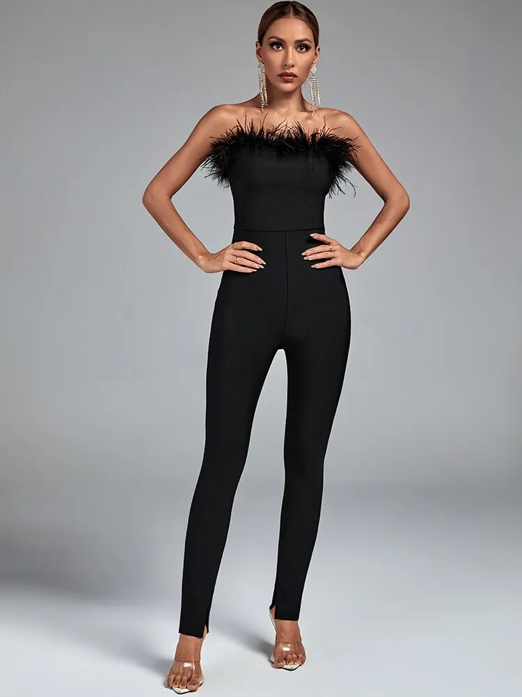 THE AURELIA | FEATHER JUMPSUIT