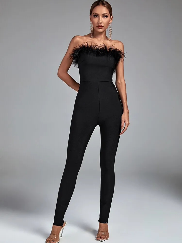 THE AURELIA | FEATHER JUMPSUIT