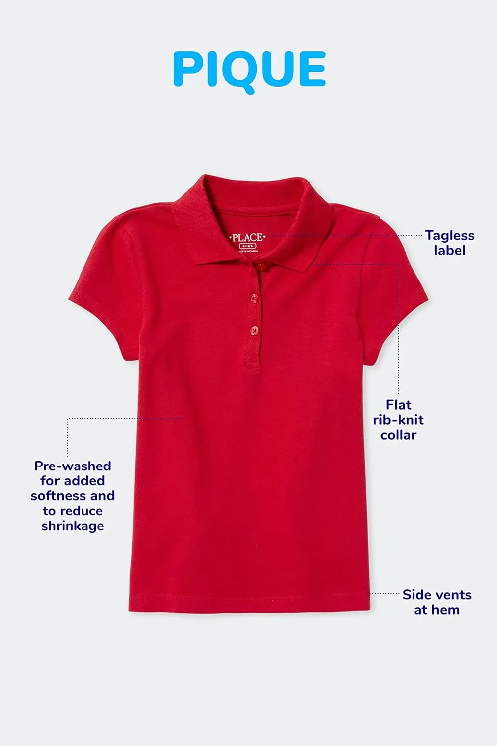 The Children's Place Baby Girls' and Toddler Short Sleeve Pique Polo
