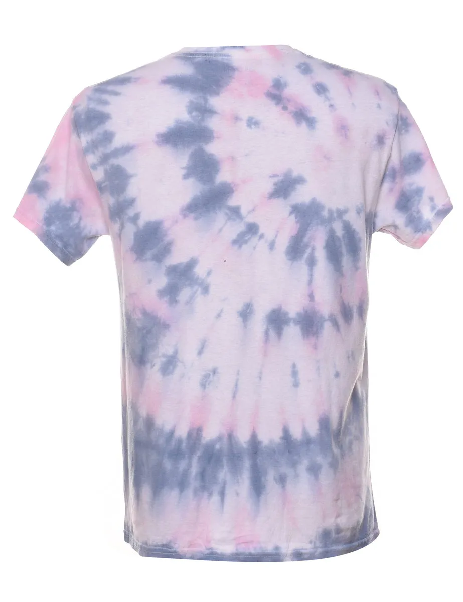Tie Dye Design Pink & Lilac T-Shirt - M