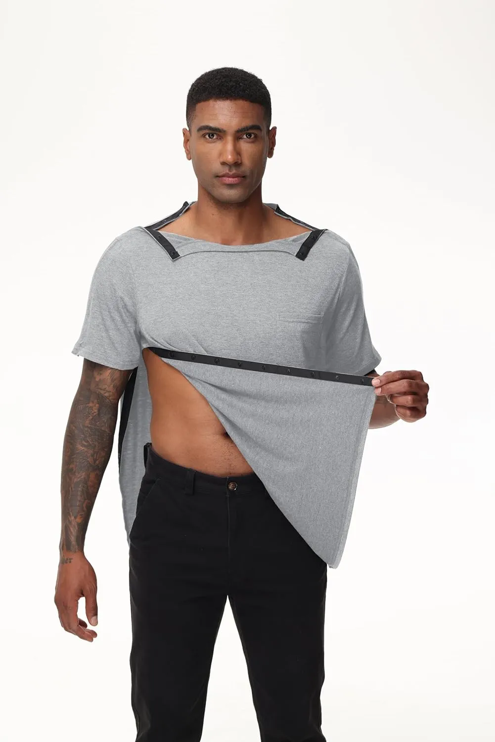 Unisex Post Shoulder Surgery Shirts After Rotator Cuff Surgery Shirt Snap Tearaway Shirts Chemo Port Adaptive Clothing