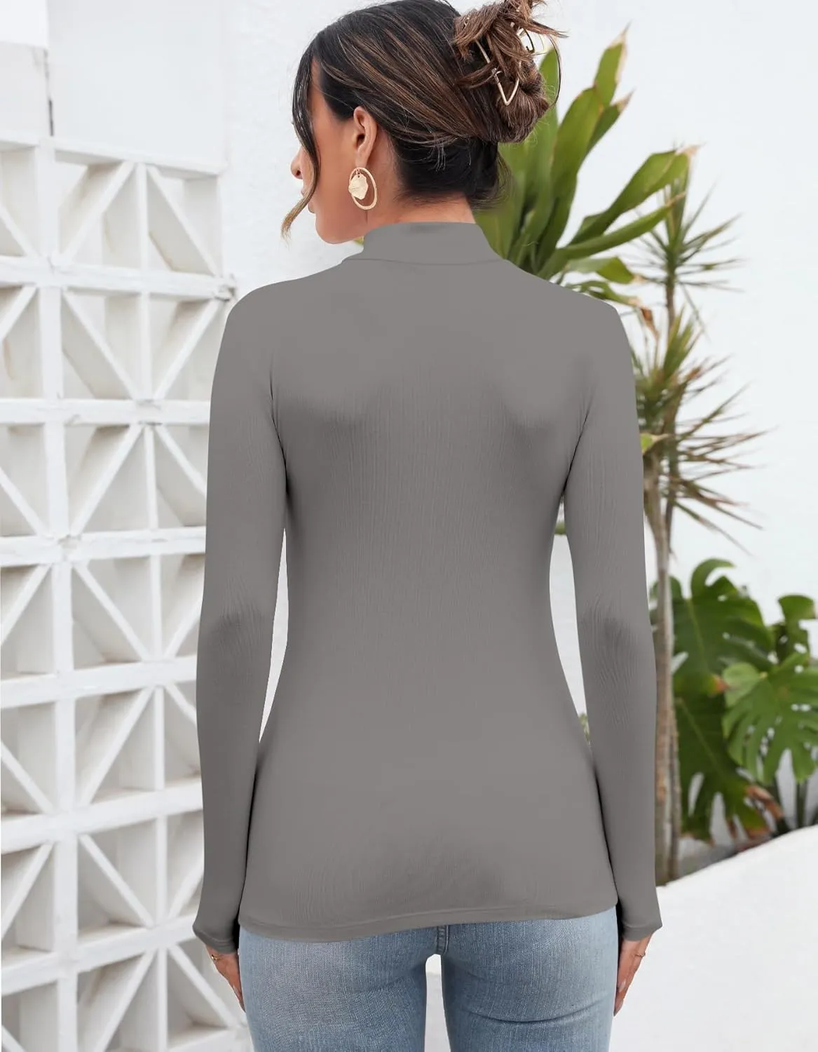 UNTYHOTS Women Mock Turtleneck Long Sleeve T Shirt Top Clothing