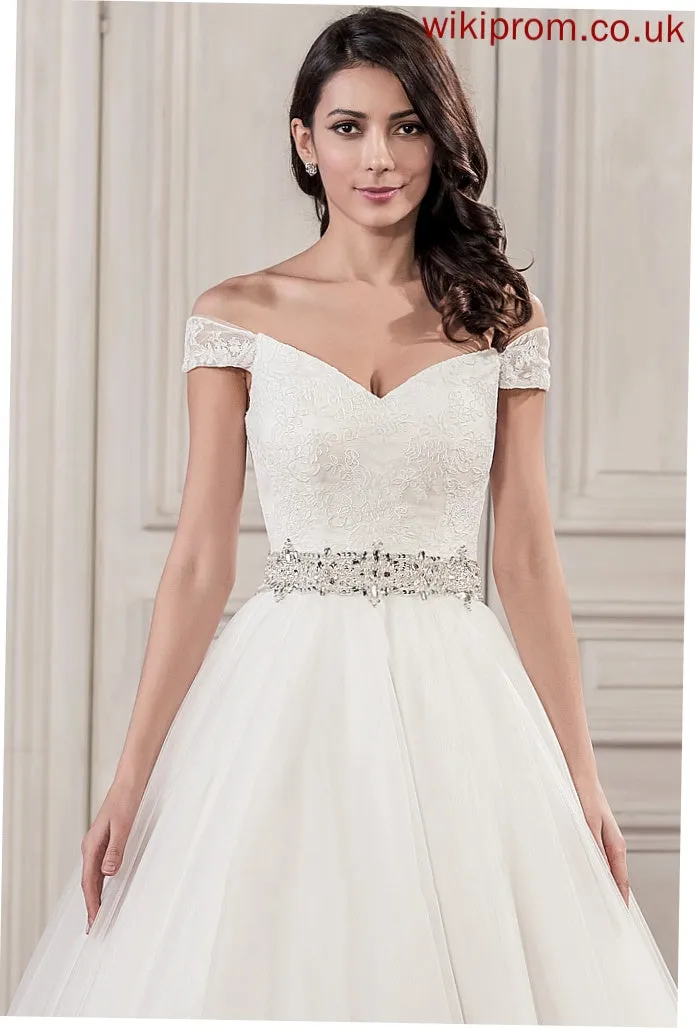 With Beading Sheila Wedding Dresses Dress Tulle Wedding Train Sequins Cathedral Ball-Gown/Princess