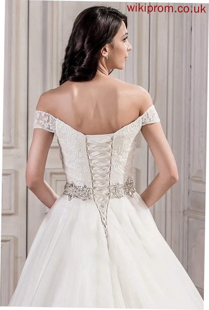 With Beading Sheila Wedding Dresses Dress Tulle Wedding Train Sequins Cathedral Ball-Gown/Princess