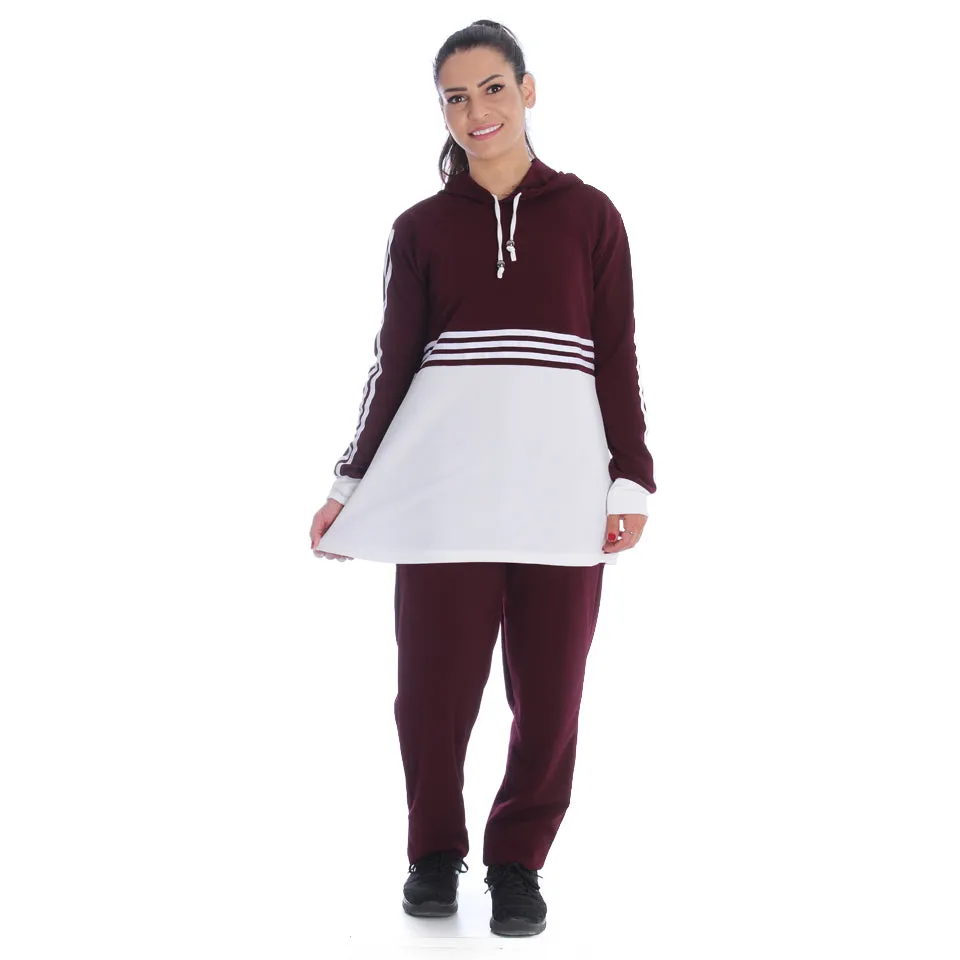 Women's 2 Pcs Sports Set Hooded Long Sleeve -7095