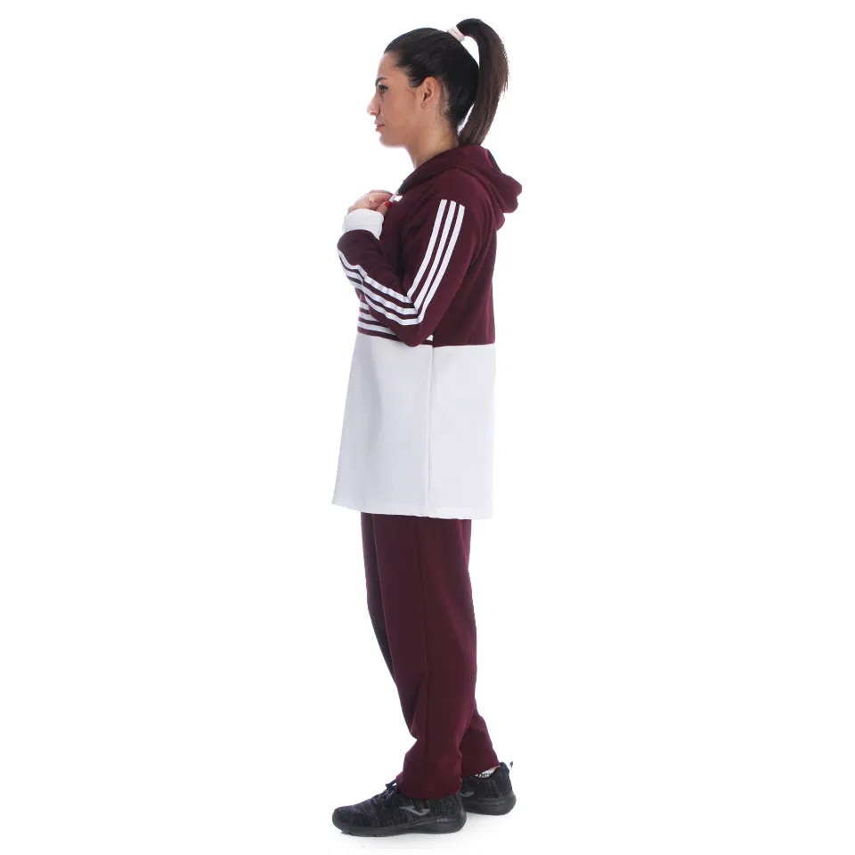 Women's 2 Pcs Sports Set Hooded Long Sleeve -7095