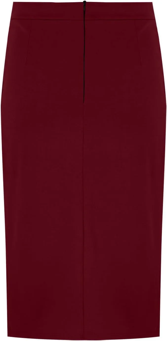 Women's Pencil Skirt Solid Color High Waist Office Bodycon Knee Length Midi Skirts Casual Trendy Business Work Skirt