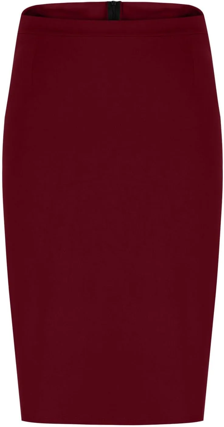 Women's Pencil Skirt Solid Color High Waist Office Bodycon Knee Length Midi Skirts Casual Trendy Business Work Skirt