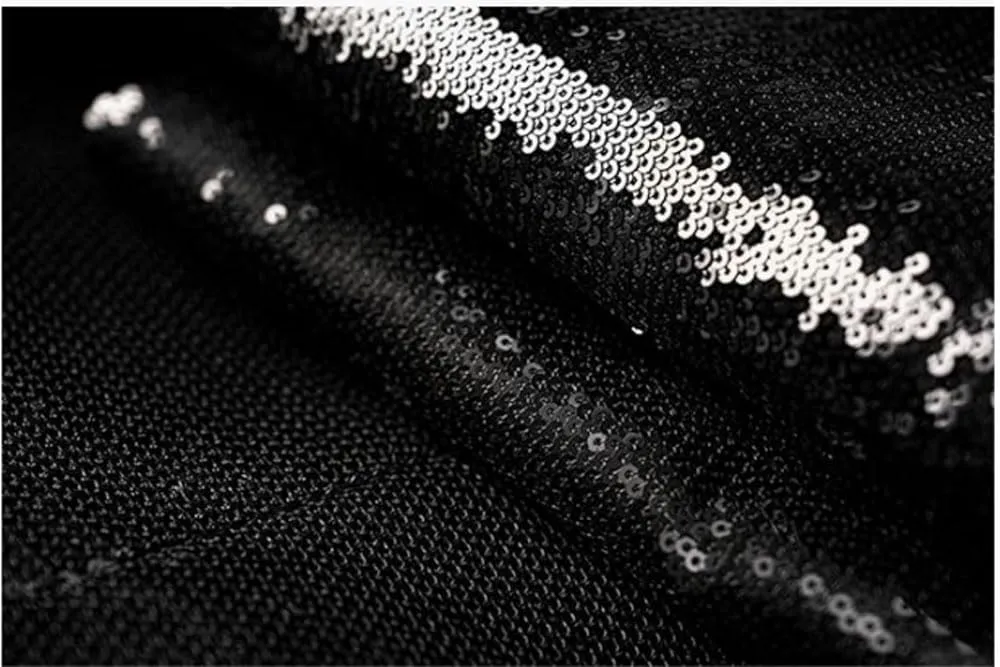 Womens Sequins Blazer Shorts Suit Set 2 PC Single Breasted Womens Glitter Suit Notch Lapel Prom Party Suit