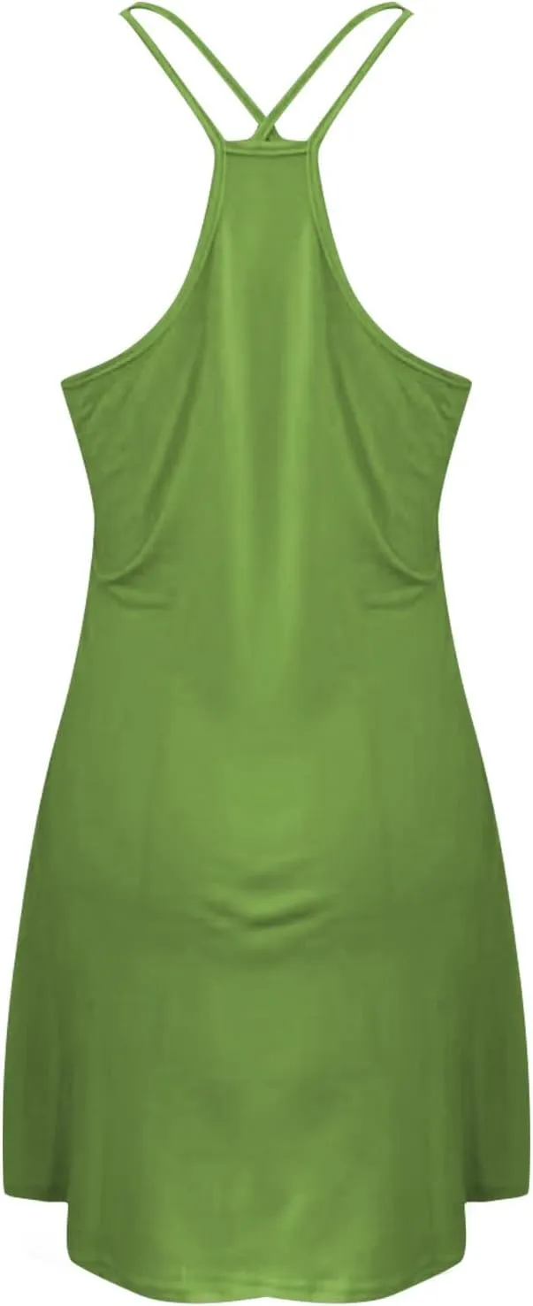 Womens Spaghetti Strap Cover Up Sleeveless Bathing Suit Coverups Backless T Shirt Beach Dress