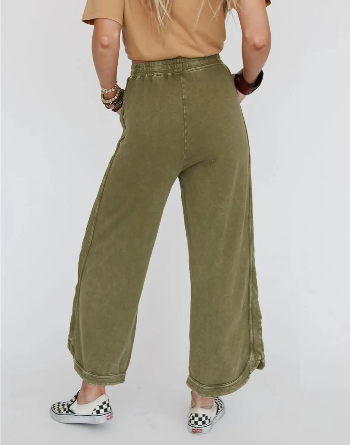 Womens Wide Leg Pants Casual High Waisted Palazzo Pants Lightweight Summer Flowy Beach Pants with Pockets