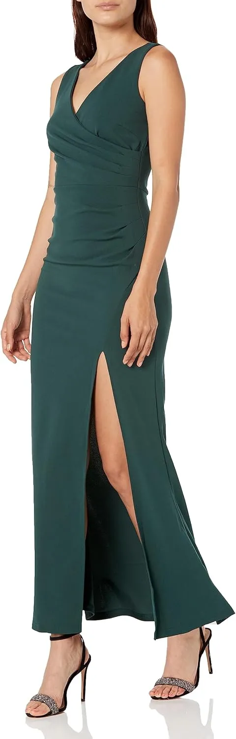 WOOSEA Women Sleeveless V Neck Split Evening Cocktail Long Dress